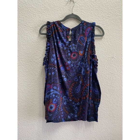 Ann Taylor Loft Paisley Ruffle Smocked Cold Shoulder Top Size Medium NWT - Picture 5 of 5